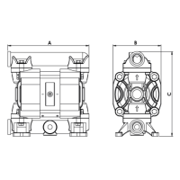 P30 ATEX Zone 2 - Druckluftmembranpumpe - PP Gehäuse - Förderhöhe max. 70 m - 35 l/min Förderleistung - 3 mm Feststoffe - PTFE Kugeln