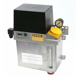 SKF Vogel Einleitungspumpe 122 048 105 - für Öl - 230 Volt - 3 Liter - 0,2 l/min - ohne Steuerung - mit Füllstandsschalter - mit Druckschalter - mit Manometer - mit Metallbehälter