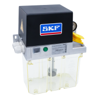 SKF Vogel Einleitungspumpe MKF2-K3-10002 - für Fließfett - 230 Volt - 3 Liter - 0,2 l/min - Ungesteuert mit Klemmleiste und Drucktaster - ohne Füllstandsschalter - mit Druckschalter - mit Manometer - Kabelverschraubung - 1 Rechteckstecker