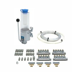SKF Fliessfett-Einleitungs-Komplettsystem - MCP15-10A01X2-F10 - Für Fliessfett - Handpumpe - 20 Schmierstellen - Ø 4 mm auf M8x1