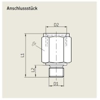 SKF Anschlussstück mit zylindrischem Gewinde - Für Rohr Ø 8 mm - M14x1,5 (d1) auf M14x1,5 (d2) - 28 mm (l1) - Messing
