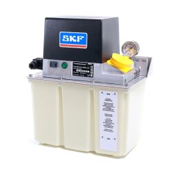 SKF Einleitungspumpe MKU2-K6-20004+428 - für Öl - 230 Volt - 6 Liter - 0,2 l/min - ohne Steuerung - ohne Füllstandsschalter - ohne Druckschalter - mit Manometer - mit Kunststoffbehälter