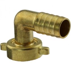 Schlauchtülle 90° - Messing - mit Überwurfmutter - 3/4" auf 13mm