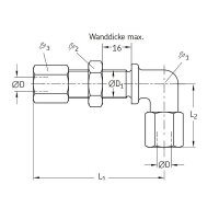 Lincoln Winkel-Schottverschraubung - Ø 20 mm auf Ø 20 mm - Stahl - Bauform: S