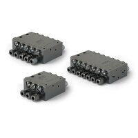 Lincoln Progressivverteiler SSV 6V-K - 0,2 cm³ pro Hub/Auslass - 20-350 bar - Auslässe: 6 - Einlass: G1/8 - Auslass: M10x1