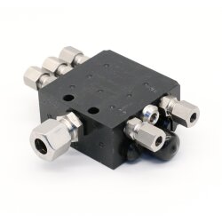 Lincoln Progressivverteiler SSV 6/2-K-Rückschlagventil Ø 6 mm VA/ Gerade Einschraubverschraubung 10 mm VA(1 + 2ZUS