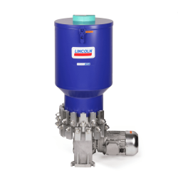 Lincoln Progressivpumpe 662-40989-1 - P230-MG100-100XYN-18K6-380-420,440-480 - Geflanschter AC-Getriebemotor - 100:1 - 100 Liter - 18x Pumpenelement K6 - Mit Mehrbereichsmotor für 380-420 Volt / 440-480 Volt - 50/60 Hz