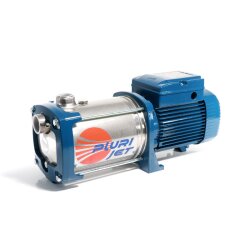 Mehrstufige Kreiselpumpe - 230 Volt - 5 bis 130 l/min - 10 bar - 31 bis 65 Meter - 1 1/4“ x 1“ - Laufrad: Edelstahl AISI 304 - selbstansaugend - für sauberes Wasser