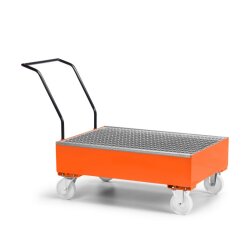 Auffangwanne Typ WFR-2 - für 2x 200 Liter Fass - mit Gitterrost - fahrbar - RAL 2004 Reinorange
