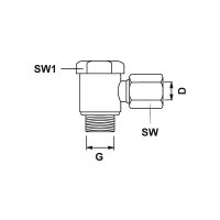 Schwenkverschraubung - M10x1 (d1) - F&uuml;r Rohr &Oslash; 6 mm (d) - Stahl verzinkt - Bauform L