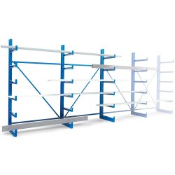 KARL-Kragarmregal - TYP 1 - Set 3 - einseitig - 1 x Grundfeld + 3 x Anbaufeld - 2000x1250 mm