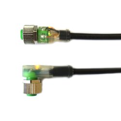 Anschlusskabel - M12x1 Buchse - gewinkelt - 5 Meter - mit LED