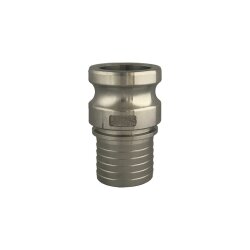 Camlock Adapter - Vaterteil - Typ E - 1 1/2" - mit gerilltem Schlauchstutzen - Edelstahl AISI 316
