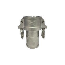 Camlock Dose - Mutterteil - Typ C - 2" - mit Schlauchstutzen - Sicherheitsverschluss - Edelstahl AISI 316