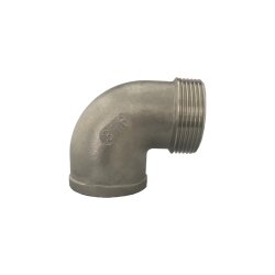 Edelstahlfitting - 90° Bogen - Edelstahl - 1" BSPP IG auf 1" BSPT AG