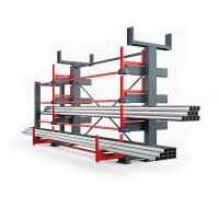 Roll-Aus-Regal - einseitig - 4 Etagen - mit Dachablage - 2.600 kg Traglast pro Arm - RAL 6018 - Gelbgrün