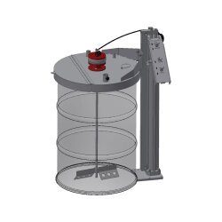 Pneumatische Rühr- und Hebestationeinheit Eco Line - stationär - max 100 kg Hubgewicht - 950 mm Hub/ Fahrweg - für 200 Liter Fass