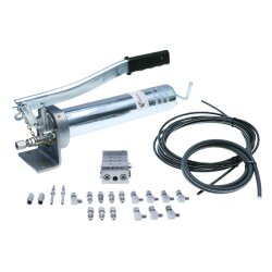Manuelle Schmierung Komplettsystem für 7 Schmierstellen - FHX Handpumpe - MX-F 4/7 Verteiler - Komponenten - Gewinde M10x1 gewinkelt