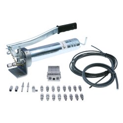 Manuelle Schmierung Komplettsystem für 8 Schmierstellen - FHX Handpumpe - MX-F 4/8 Verteiler - Komponenten - Gewinde M10x1 gerade