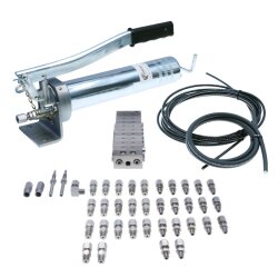 Manuelle Schmierung Komplettsystem für 17 Schmierstellen - FHX Handpumpe - MX-F-9/17 Verteiler - Komponenten - Gewinde M6x1 gerade