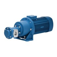 Elektro-Zahnradpumpe FOM 590 - 230/400 Volt - 2,2-18,5 kW - G 1 1/2" - 124 l/min - 6 bis 50 bar  - Edelstahl-Kohle/FPM Gleitringdichtung - Medientemperatur -20°C bis +150°C