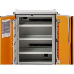 CEMO Akku-Lagerschrank Basic 8/20 - 230 Volt - 8 Lagerebenen - Mit Füßen - Ohne Stromlos-Schaltung - Ohne Fernalarmierung - Ohne Display