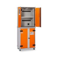 CEMO Akku-Lagerschrank Premium 8/20 - 230 Volt - 8 Lagerebenen - Mit Füßen - Mit Stromlos-Schaltung - Ohne Fernalarmierung - Ohne Display