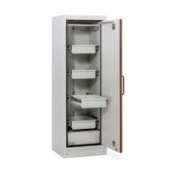 CEMO Sicherheitsschrank PROline 6/20 Typ 90 - Türanschlag links - 5 Vollauszüge - Farbe Tür: Orange - 33 Liter Auffangvolumen