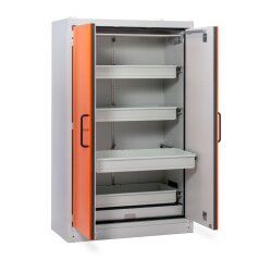 CEMO Sicherheitsschrank PROline 12/20 Typ 90 - Doppel-Flügeltür - 6 Vollauszüge - Farbe Tür: Orange - 33 Liter Auffangvolumen