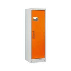 CEMO Fassschrank PROline 6/20 Typ 90, Türanschlag rechts - Farbe Tür: Orange - Für 60 Liter Gebinde und Fässer - 66 Liter Auffangwanne