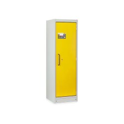 CEMO Fassschrank PROline 6/20 Typ 90, Türanschlag rechts - Farbe Tür: Gelb - Für 60 Liter Gebinde und Fässer - 66 Liter Auffangwanne