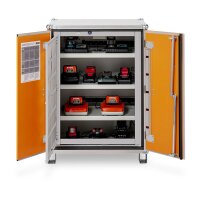 CEMO Akku-Lagerschrank Basic 8/10 - 400 Volt - 4 Lagerebenen - Mit Stapelfüßen - Ohne Stromlos-Schaltung - Ohne Fernalarmierung - Ohne Display