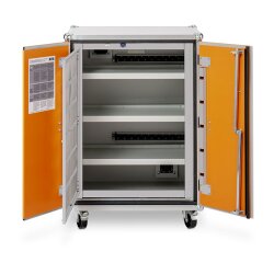 CEMO Akku-Lagerschrank Basic 8/10 - 230 Volt - 4 Lagerebenen - Auf Rollen - Ohne Stromlos-Schaltung - Ohne Fernalarmierung - Ohne Display