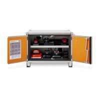 CEMO Akku-Lagerschrank Premium 8/5 - 230 Volt - 2 Lagerebenen - Mit Stapelfüßen - Mit Stromlos-Schaltung - Ohne Fernalarmierung - Ohne Display