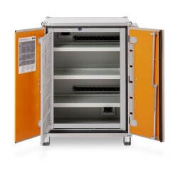 CEMO Akku-Lagerschrank Premium 8/10 - 400 Volt - 4 Lagerebenen - Mit Stapelfüßen - Mit Stromlos-Schaltung - Ohne Fernalarmierung - Ohne Display