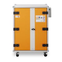 CEMO Akku-Lagerschrank Premium 8/10 - 230 Volt - 4 Lagerebenen - Auf Rollen - Mit Stromlos-Schaltung - Ohne Fernalarmierung - Ohne Display