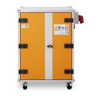 CEMO Akku-Lagerschrank Premium 8/10 - 400 Volt - 4 Lagerebenen - Auf Rollen - Mit Stromlos-Schaltung - Ohne Fernalarmierung - Ohne Display