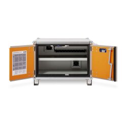 CEMO Akku-Lagerschrank Premium Plus 8/5 - 230 Volt - 2 Lagerebenen - Mit Stapelfüßen - Mit Stromlos-Schaltung - Mit Fernalarmierung - Mit Display