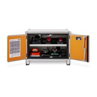 CEMO Akku-Lagerschrank Premium Plus 8/5 - 230 Volt - 2 Lagerebenen - Mit Stapelfüßen - Mit Stromlos-Schaltung - Mit Fernalarmierung - Mit Display