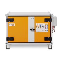 CEMO Akku-Lagerschrank Premium Plus 8/5 - 230 Volt - 2 Lagerebenen - Mit Stapelfüßen - Mit Stromlos-Schaltung - Mit Fernalarmierung - Mit Display
