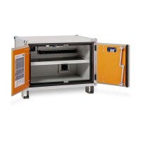 CEMO Akku-Lagerschrank Premium Plus 8/5 - 230 Volt - 2 Lagerebenen - Mit Stapelfüßen - Mit Stromlos-Schaltung - Mit Fernalarmierung - Mit Display