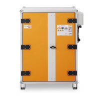 CEMO Akku-Lagerschrank Premium Plus 8/10 - 230 Volt - 4 Lagerebenen - Mit Stapelfüßen - Mit Stromlos-Schaltung - Mit Fernalarmierung - Mit Display