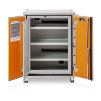 CEMO Akku-Lagerschrank Premium Plus 8/10 - 400 Volt - 4 Lagerebenen - Mit Stapelfüßen - Mit Stromlos-Schaltung - Mit Fernalarmierung - Mit Display