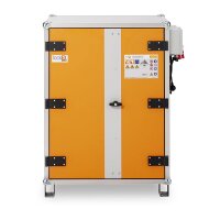 CEMO Akku-Lagerschrank Premium Plus 8/10 - 400 Volt - 4 Lagerebenen - Mit Stapelfüßen - Mit Stromlos-Schaltung - Mit Fernalarmierung - Mit Display