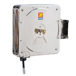 Geschlossener automatischer Schlauchaufroller - Edelstahl - schwenkbar - verschiedene Medien - max. 18m Schlauch - verschiedene Ausführungen