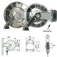 Schwenkbarer automatischer Schlauchaufroller f&uuml;r Luft/Wasser - Edelstahl - ohne Schlauch