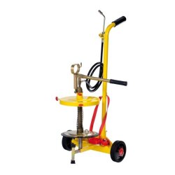 Manuelle mobile Fettpresse - 2 Rad Fahrwagen - 15 kg - Fettfolgekolben - 265 mm mit Feder - Abschmierdruck 400 bar