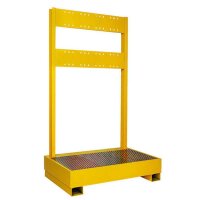 Kombiwanne - 2 x 200 l Fässer - stehend - mit  Montagewand für Aufrollermontage - ohne Zubehör und Fässer