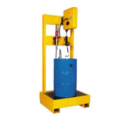 Stationäre Ölanlage - 200 l Fass -Ausgangsdruck 24 bar - 30 l/min - 10 m schlauchaufroller - ohne Fass