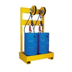 Stationäres Ölsystem - 2 x 200 l Fässer - Ausgangsdruck 40 bar -  2 Druckluft Pumpen - 2x28 l/min - 2 Offene Schlauchaufroller - ohne Fässer
